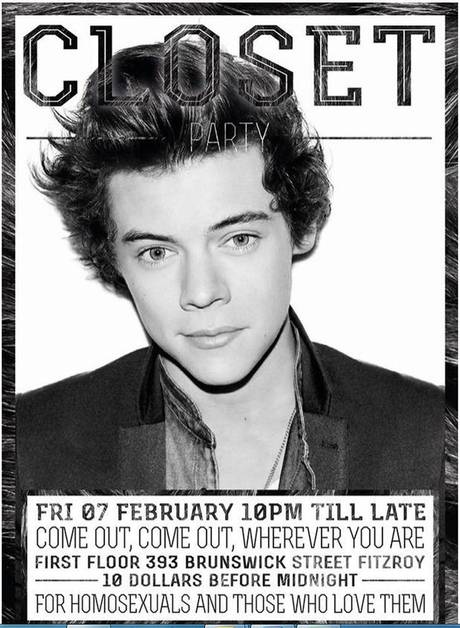 Saat rumor tersebut mulai mereda, baru-baru ini Harry kembali dibuat heboh saat dijadikan sebuah model untuk sebuah acara di klub gay di Australia. - Harry-Styles-poster