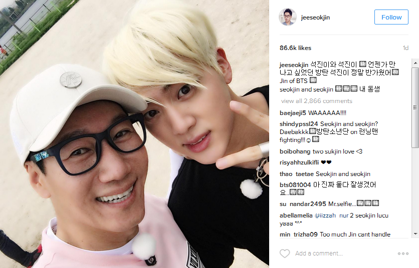 Punya Nama Yang Sama Ji Suk Jin Running Man Pamer Foto Dengan Jin Bts