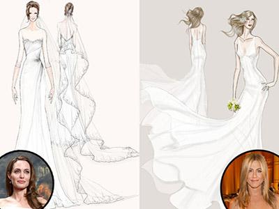 Perang Desain Gaun Pengantin Angelina Jolie & Jennifer Aniston