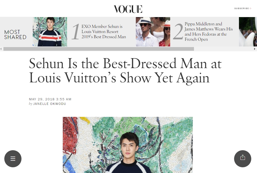 EXO Member Sehun is Louis Vuitton Resort 2019's Best Dressed Man
